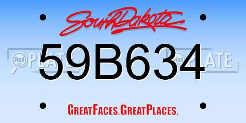59B634 South Dakota License Plate