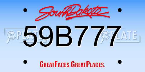 59B777 South Dakota License Plate