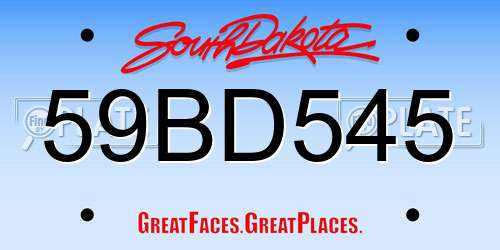 59BD545 South Dakota License Plate