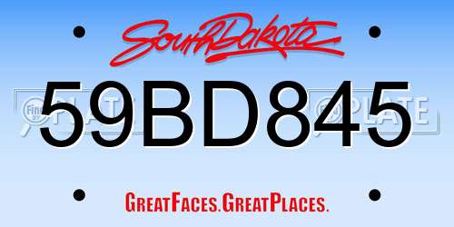 59BD845 South Dakota License Plate