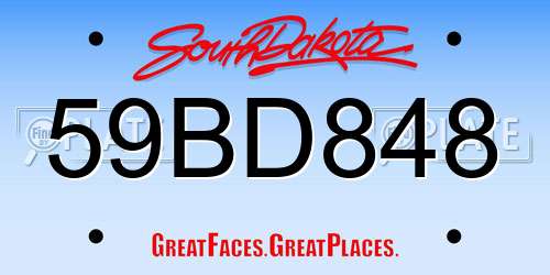 59BD848 South Dakota License Plate