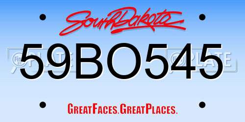 59BO545 South Dakota License Plate