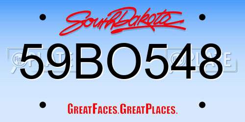 59BO548 South Dakota License Plate