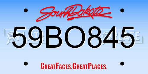 59BO845 South Dakota License Plate
