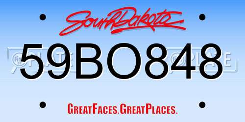 59BO848 South Dakota License Plate