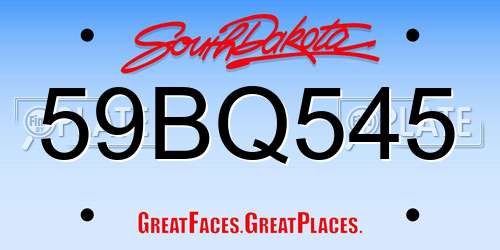 59BQ545 South Dakota License Plate