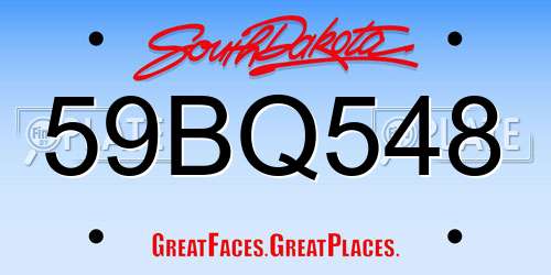 59BQ548 South Dakota License Plate