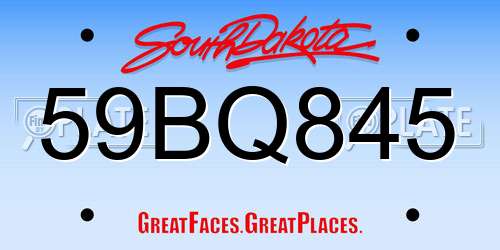 59BQ845 South Dakota License Plate