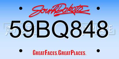 59BQ848 South Dakota License Plate