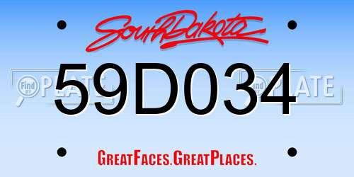 59D034 South Dakota License Plate