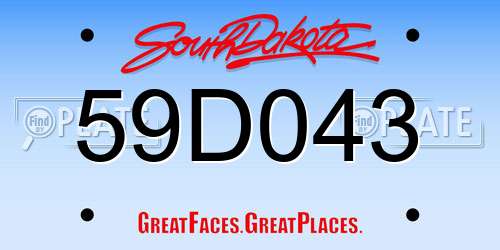 59D043 South Dakota License Plate