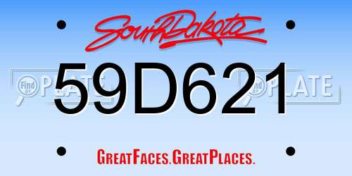 59D621 South Dakota License Plate