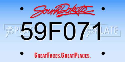 59F071 South Dakota License Plate