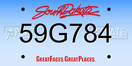 59G784 South Dakota License Plate