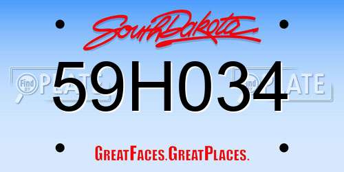 59H034 South Dakota License Plate