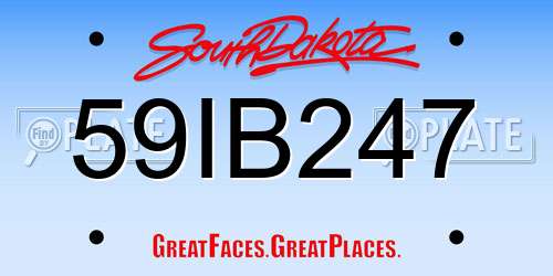59IB247 South Dakota License Plate