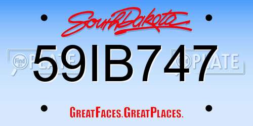 59IB747 South Dakota License Plate