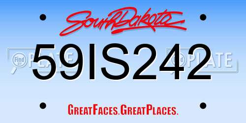 59IS242 South Dakota License Plate