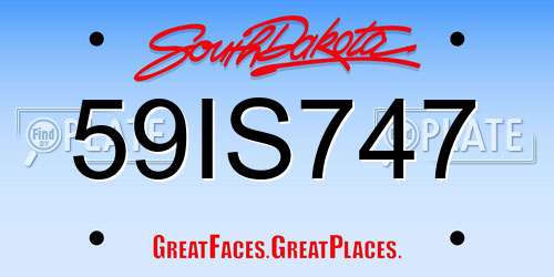 59IS747 South Dakota License Plate