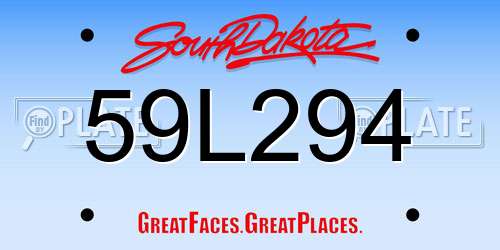 59L294 South Dakota License Plate