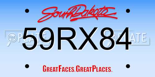 59RX84 South Dakota License Plate