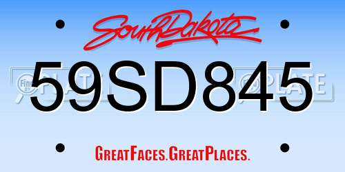 59SD845 South Dakota License Plate