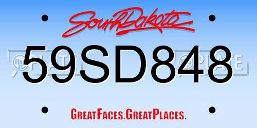 59SD848 South Dakota License Plate