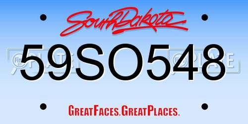 59SO548 South Dakota License Plate