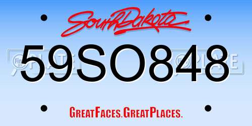59SO848 South Dakota License Plate