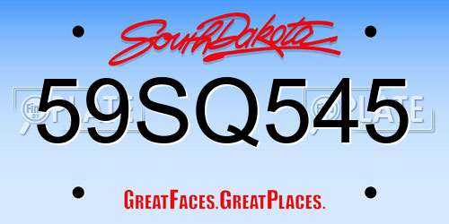 59SQ545 South Dakota License Plate