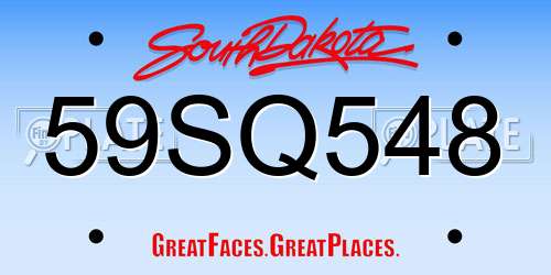 59SQ548 South Dakota License Plate