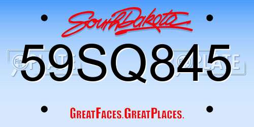 59SQ845 South Dakota License Plate