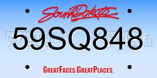 59SQ848 South Dakota License Plate