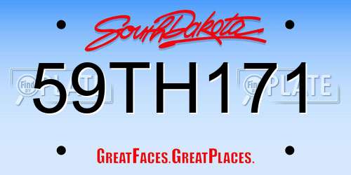 59TH171 South Dakota License Plate