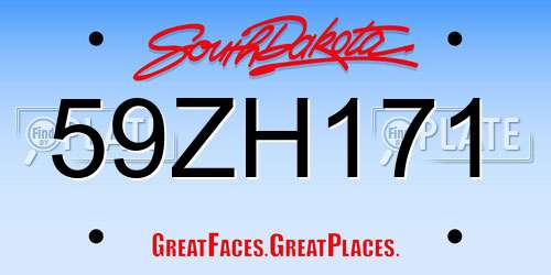 59ZH171 South Dakota License Plate