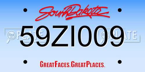 59ZI009 South Dakota License Plate