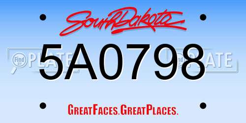 5A0798 South Dakota License Plate