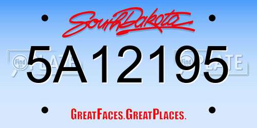 5A12195 South Dakota License Plate