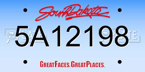 5A12198 South Dakota License Plate