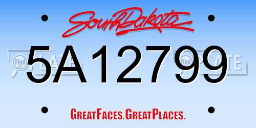 5A12799 South Dakota License Plate