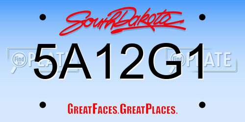5A12G1 South Dakota License Plate
