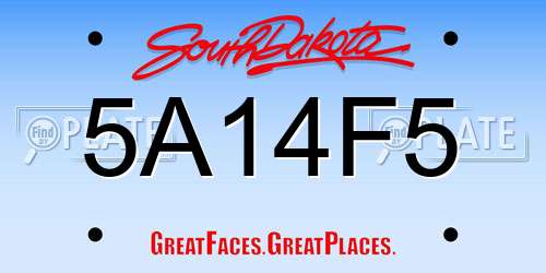5A14F5 South Dakota License Plate