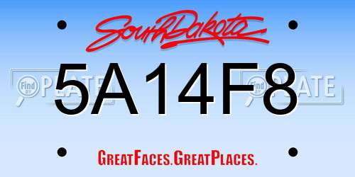 5A14F8 South Dakota License Plate