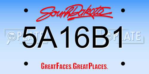 5A16B1 South Dakota License Plate