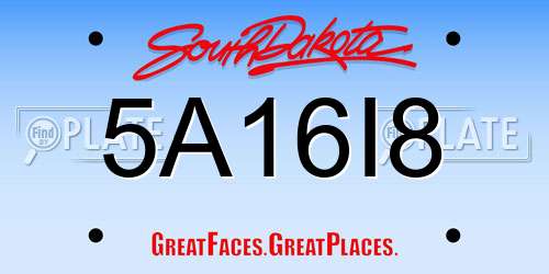 5A16I8 South Dakota License Plate