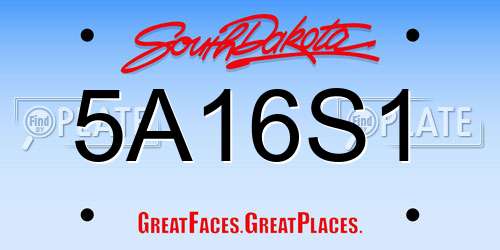 5A16S1 South Dakota License Plate