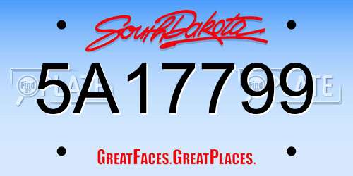 5A17799 South Dakota License Plate