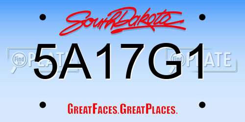 5A17G1 South Dakota License Plate