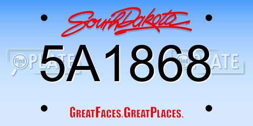 5A1868 South Dakota License Plate
