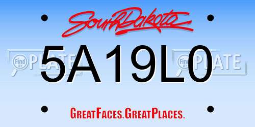 5A19L0 South Dakota License Plate